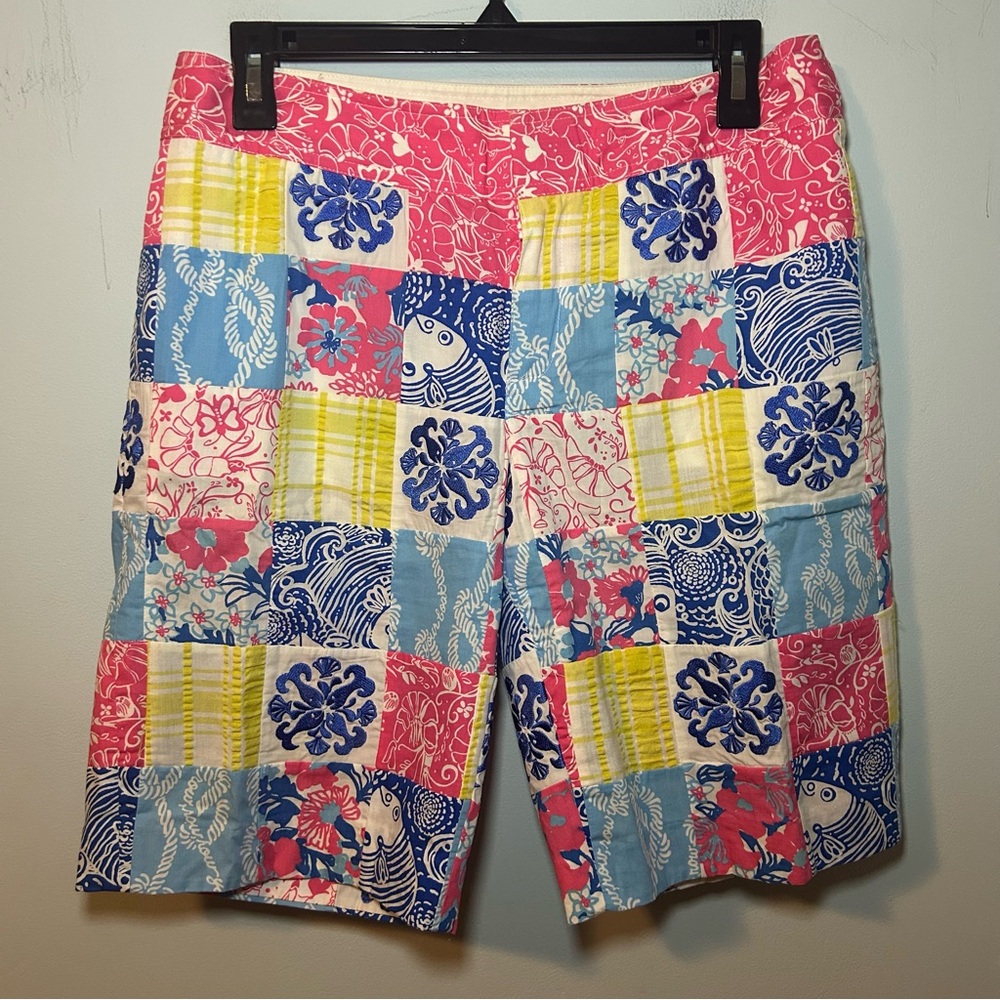 Lilly Pulitzer Casa Marina Embroidered Patch Bermuda Shorts Size 8